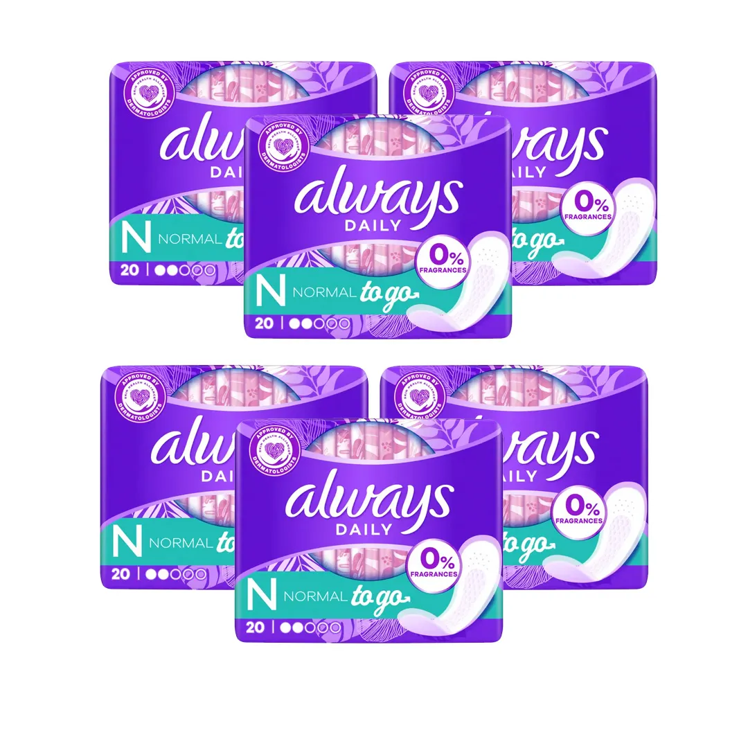 Always Daily Fresh Normal Wrapped Panty Liners 0% Fragrances & Dyes 20 Liners
