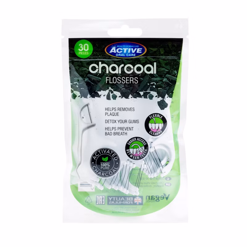 Beauty Formulas Active Oral Care Charcoal Flossers 30 pcs