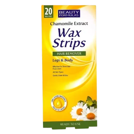 Beauty Formulas Chamomile Extract Legs & Body Hair Remover Wax Strips - 20 pcs