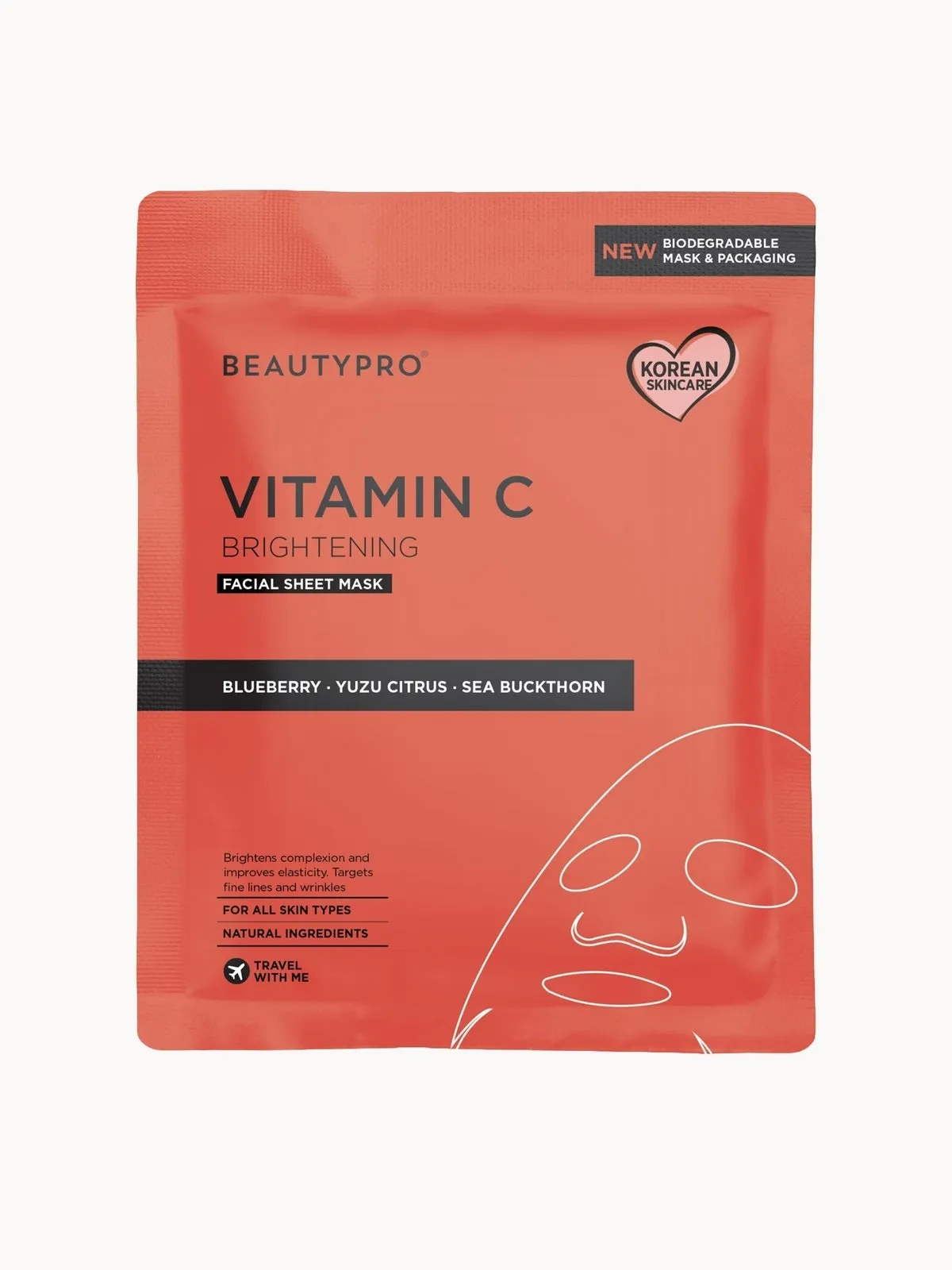 BEAUTYPRO Brightening Collagen Sheet Mask with Vitamin C