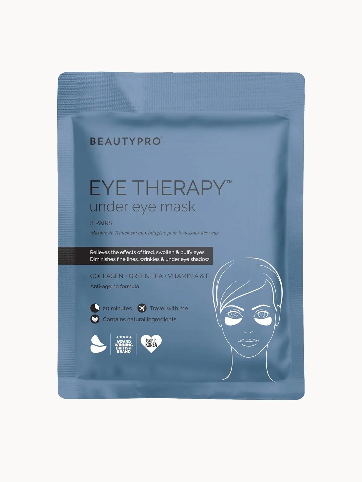 BEAUTYPRO Eye Therapy Under Eye Mask with Collagen and Green Tea Extract (3 Applications)