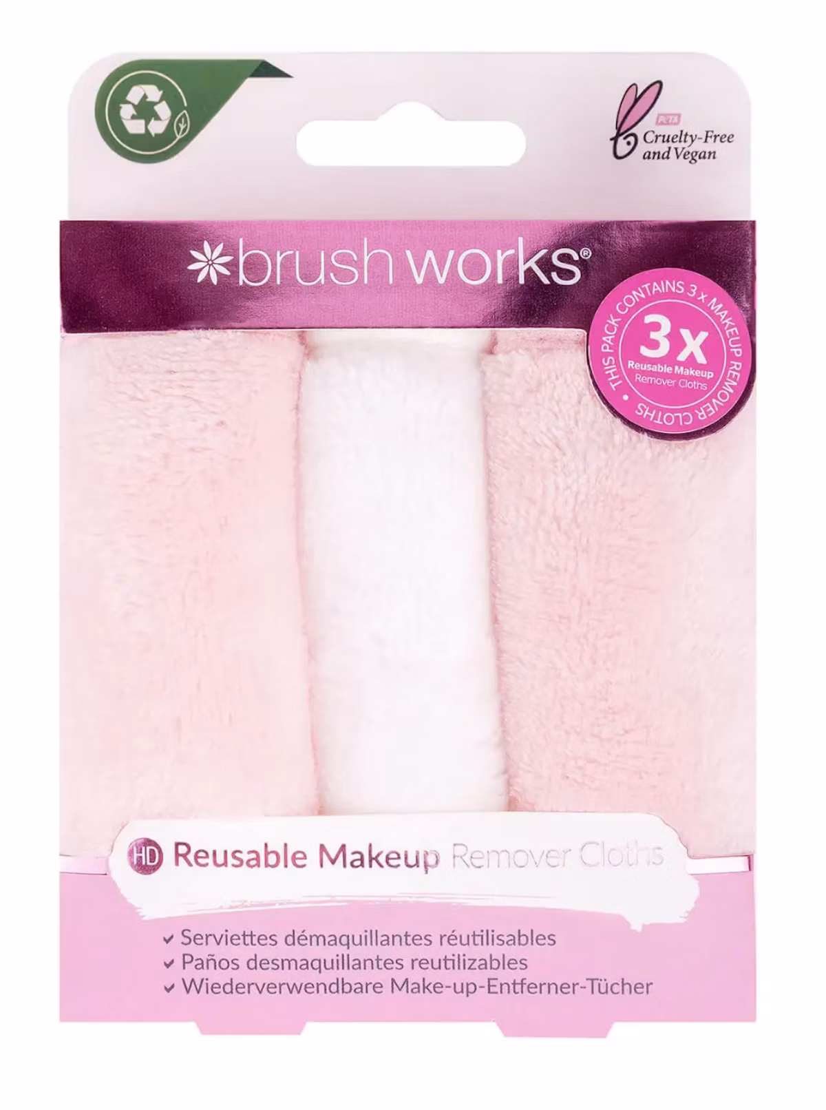 brushworks Makeup Remover Cloths 3 pcs