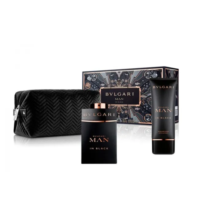 Bvlgari Man In Black Eau De Parfum 100ml Spray + 100ml A/balm + Pouch