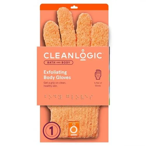 Cleanlogic Bath & Body Exfoliating Body Gloves 1 pair Coral