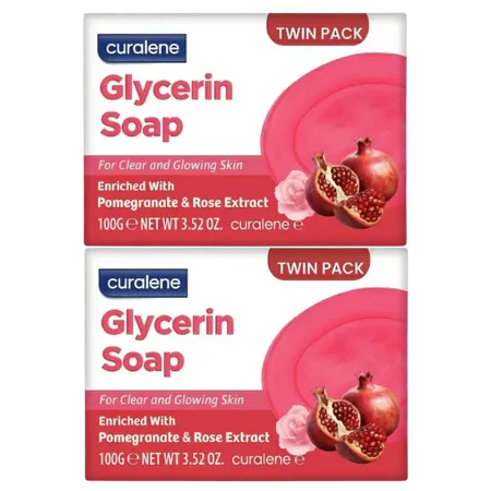 Curalene Pomegranate & Rose Extract Glycerine Soap Twin Pack - 2 x 100 g