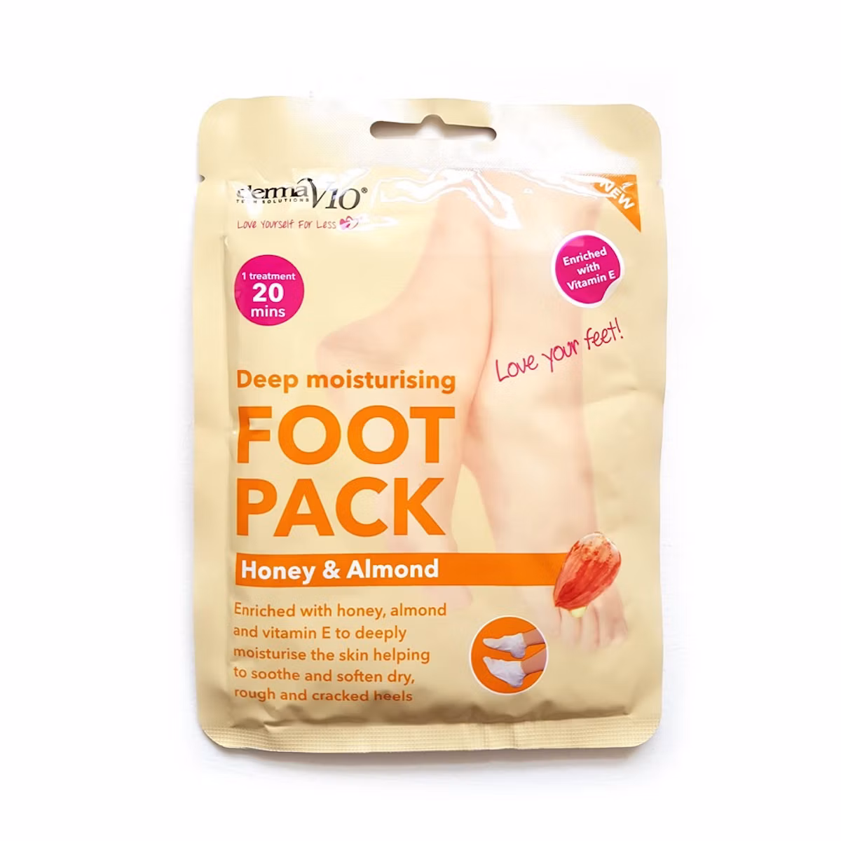 DermaV10 Deep Moisturising Foot Pack Honey & Almond 1 pair