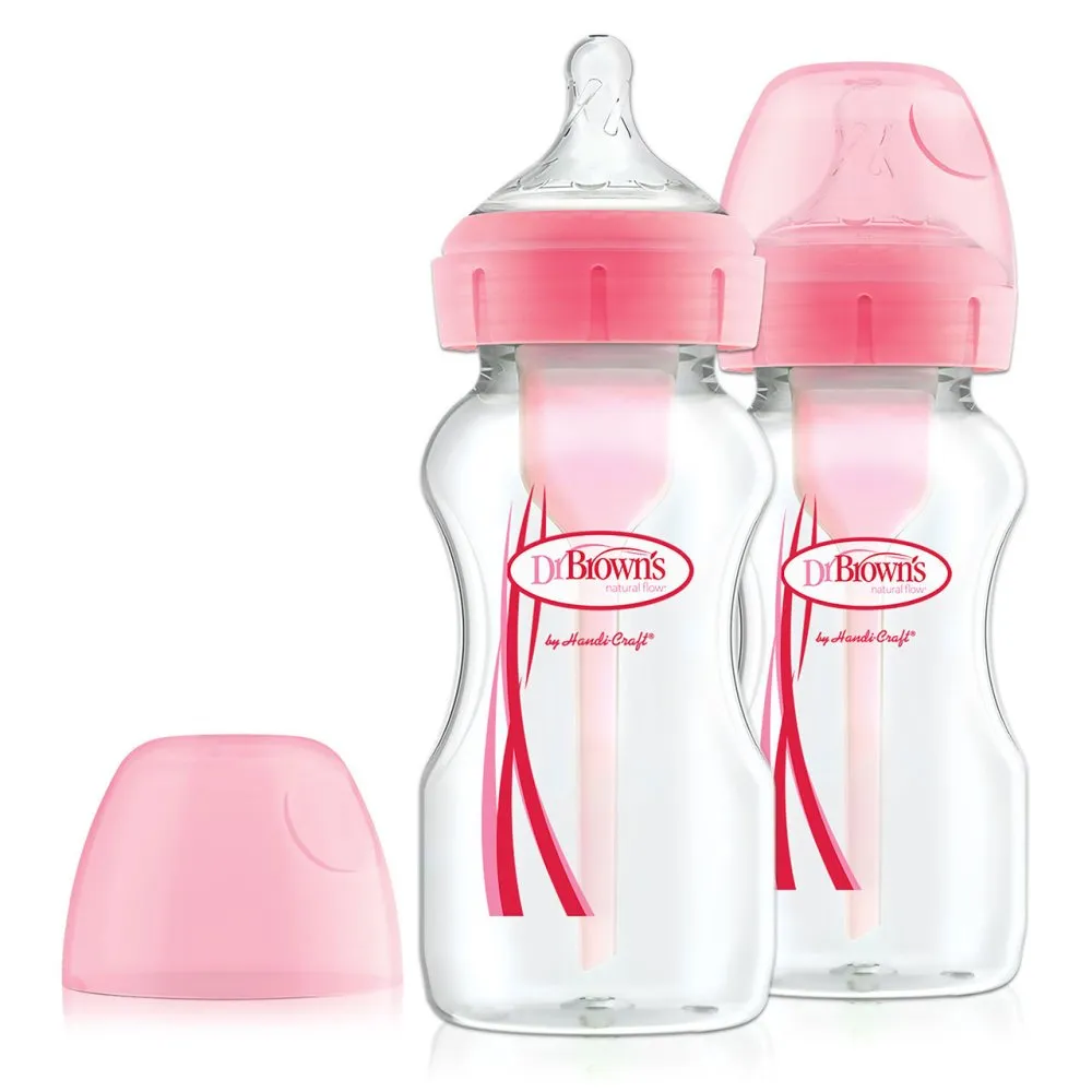 Dr Brown - Options + Bottle 270ml - Pink (2 Pack)