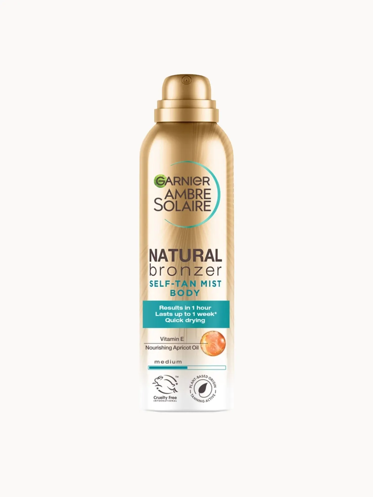 Garnier Ambre Solaire Natural Bronzer Quick Drying Body Self Tan Mist Medium 150ml