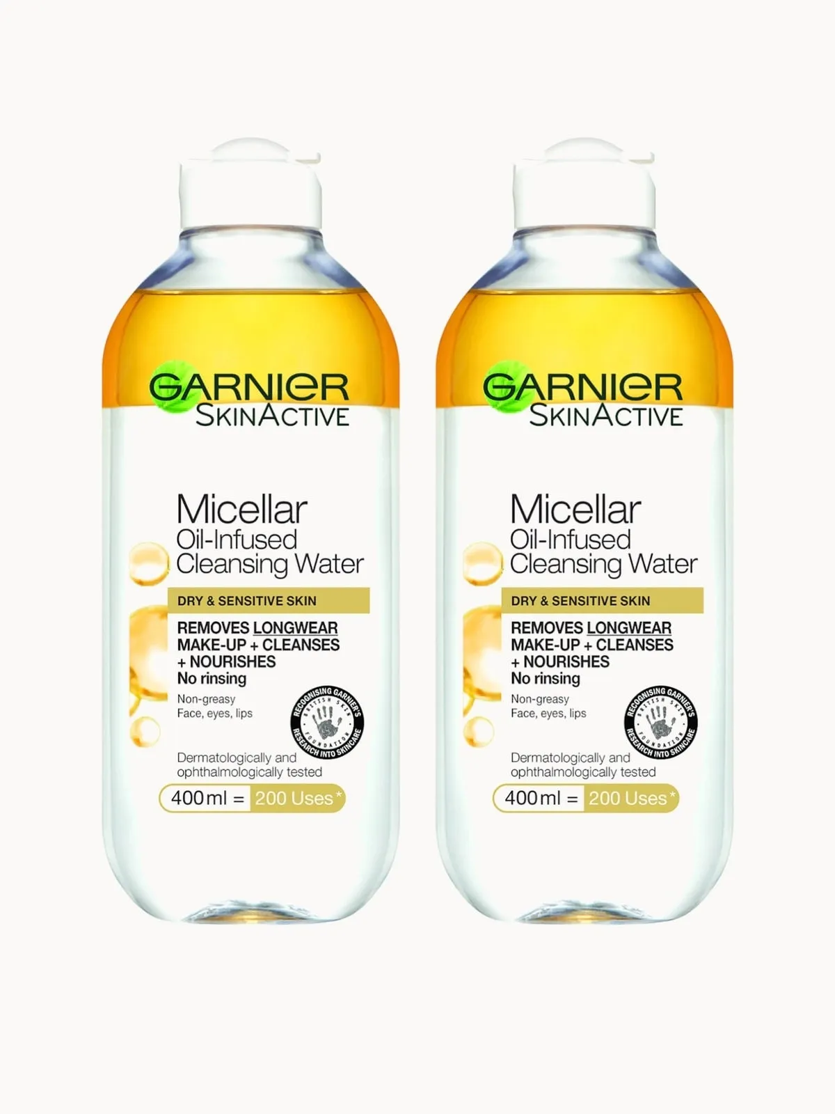 Garnier Micellar Water Oil Infused Facial Cleanser 400ml Duo Pack