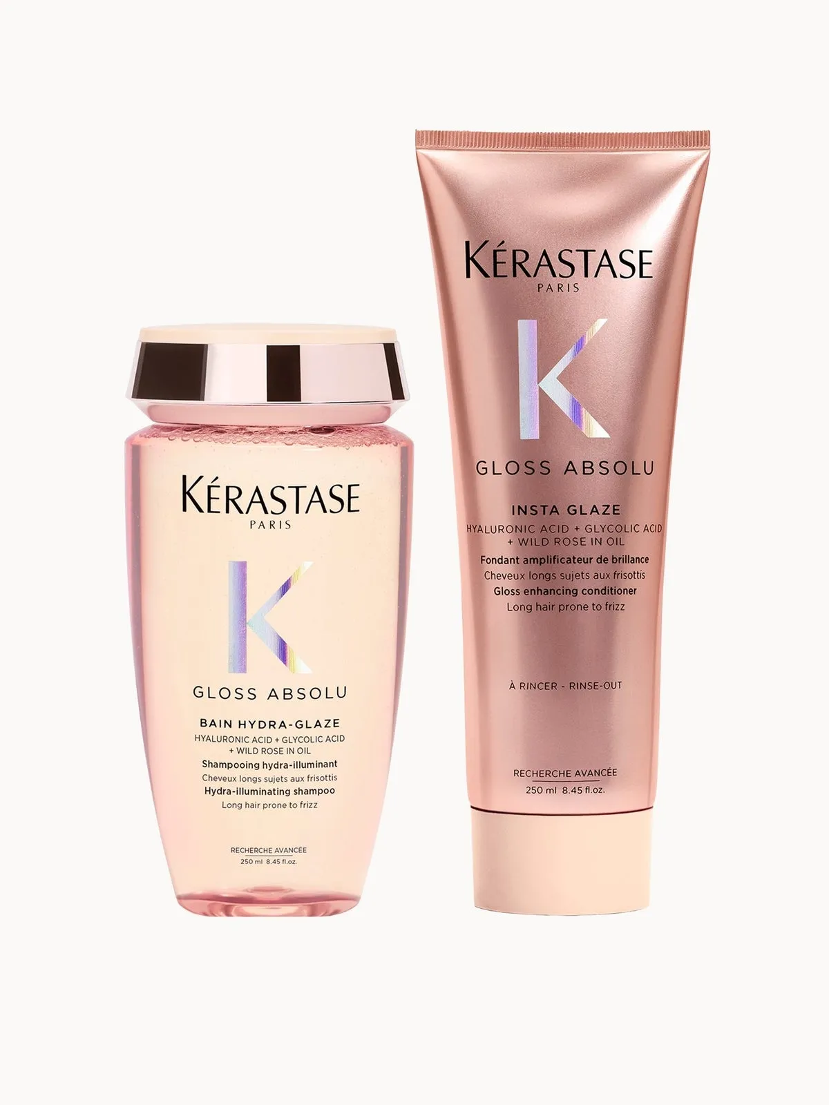 Kérastase Gloss Absolu Shampoo and Conditioner Duo, with Glycolic Acid, Hyaluronic Acid and Wild Rose