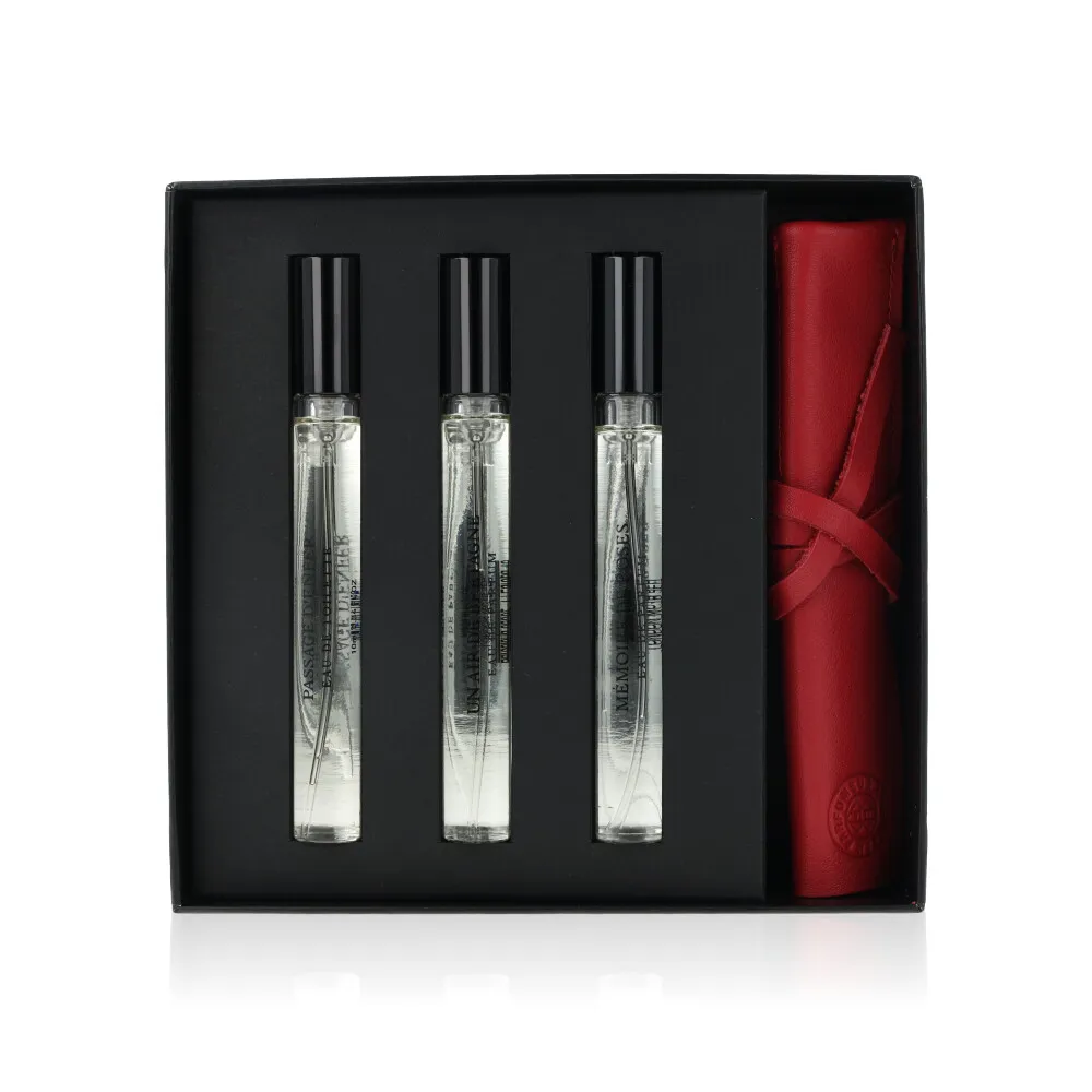 L'Artisan Perfumeur Coffret Voyage - Pass D'Enfer + Un Air De Brtg + Mem De Roses with Leather Pouch EDT Spray Giftset