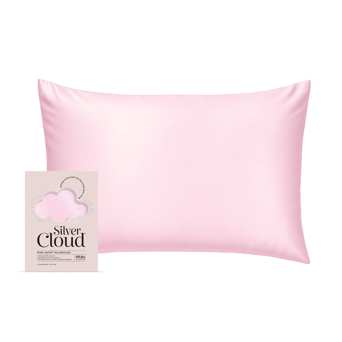 My Store Satin Beauty Pillowcase infused with Silver Ions - Pink