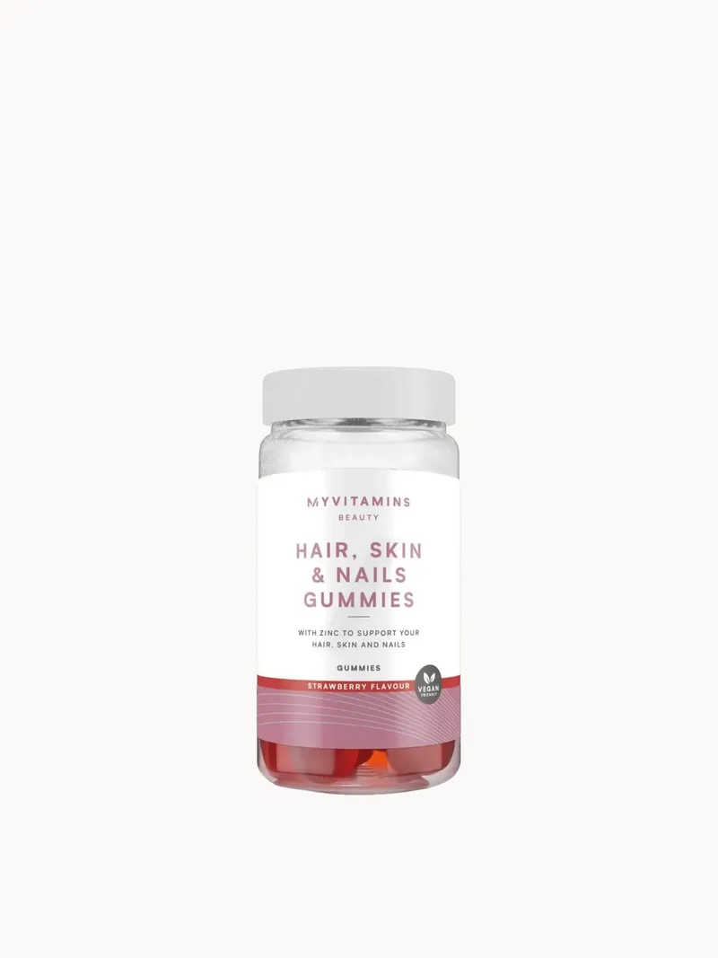 Myvitamins Hair Skin and Nails Gummies - 60 Gummies - 30servings - Strawberry (Vegan)