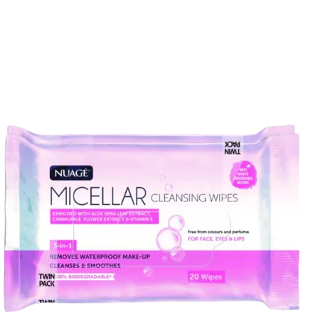 Nuage Micellar Make-Up Cleansing Wipes – 40 Wipes (2 x 20 Pack)
