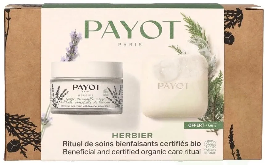 Payot Herbier Duo Organic Care Ritual Gift Set 50ml Universal Face Cream + 85g Nourishing Body Massage Bar