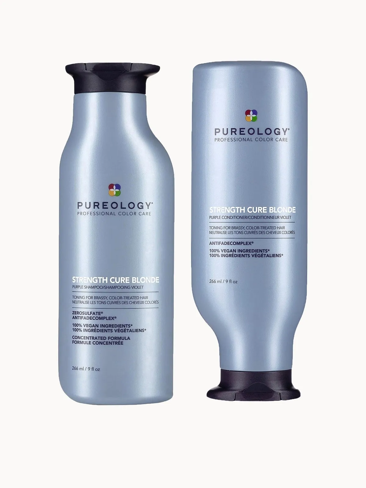 Pureology Strength Cure Blonde Shampoo and Conditioner Strengthening Bundle for Damaged, Blonde Hair with Vegan Formulas