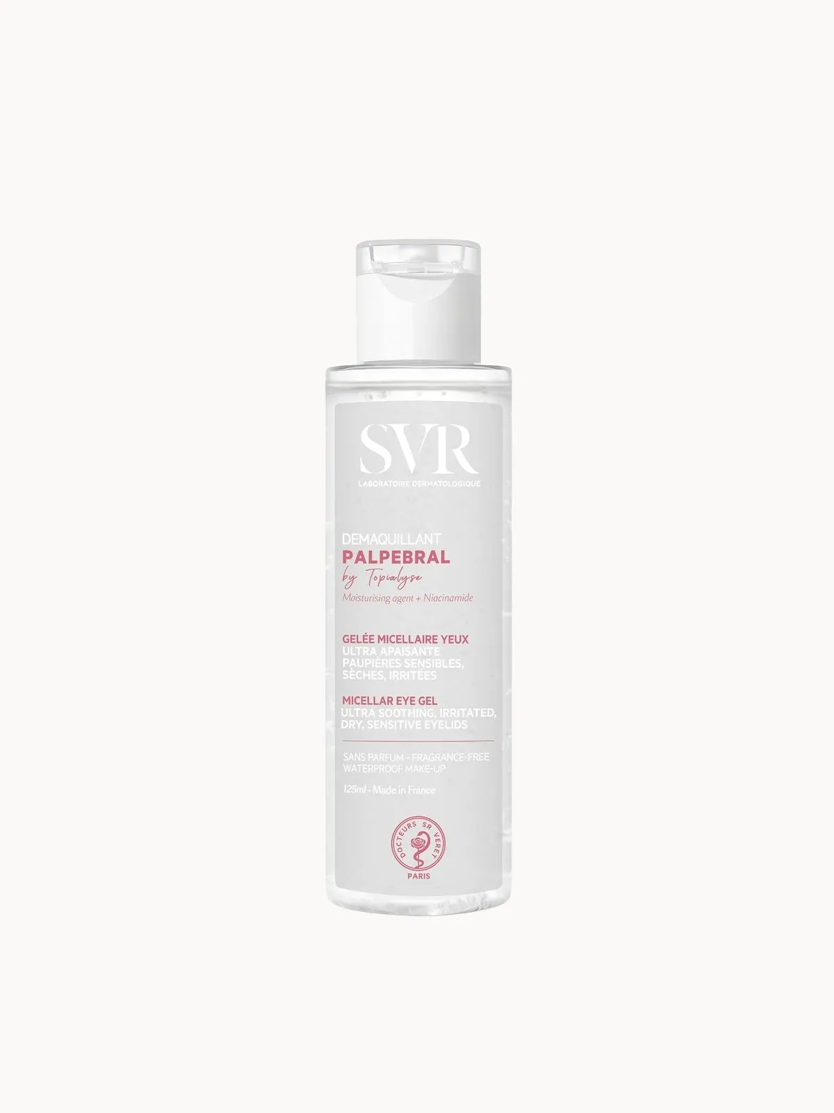 SVR PALPEBRAL Soothing No-Rinse Eye Makeup Remover Gel for Sensitive, Dry, Sore, Allergy-Prone Eyelids and Eye Contour, 125ml