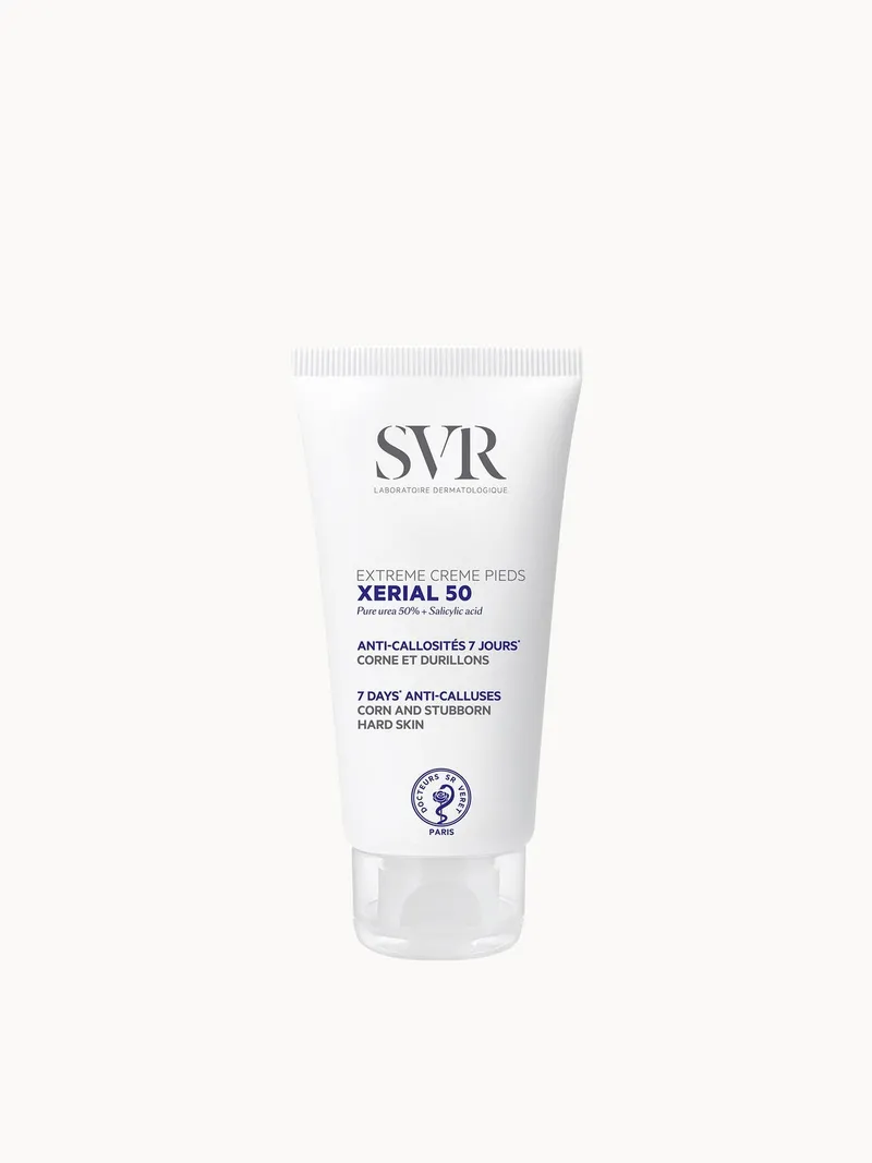 SVR XERIAL 50 Extreme -50% Pure Urea Foot Cream for Severly Dry, Cracking, Stubborn Hard Skin Prone to Corns and Calluses, 50ml