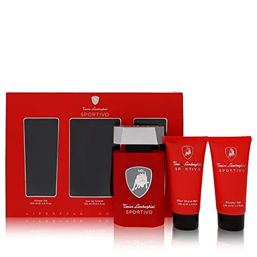 Lamborghini Sportivo 3 Piece Gift Set: Eau De Toilette 125ml - Shower Gel 100ml - Aftershave Balm 100ml