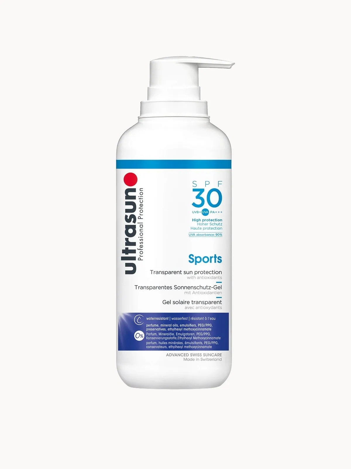 Ultrasun Transparent Sun Protection Sports Gel SPF30 400ml