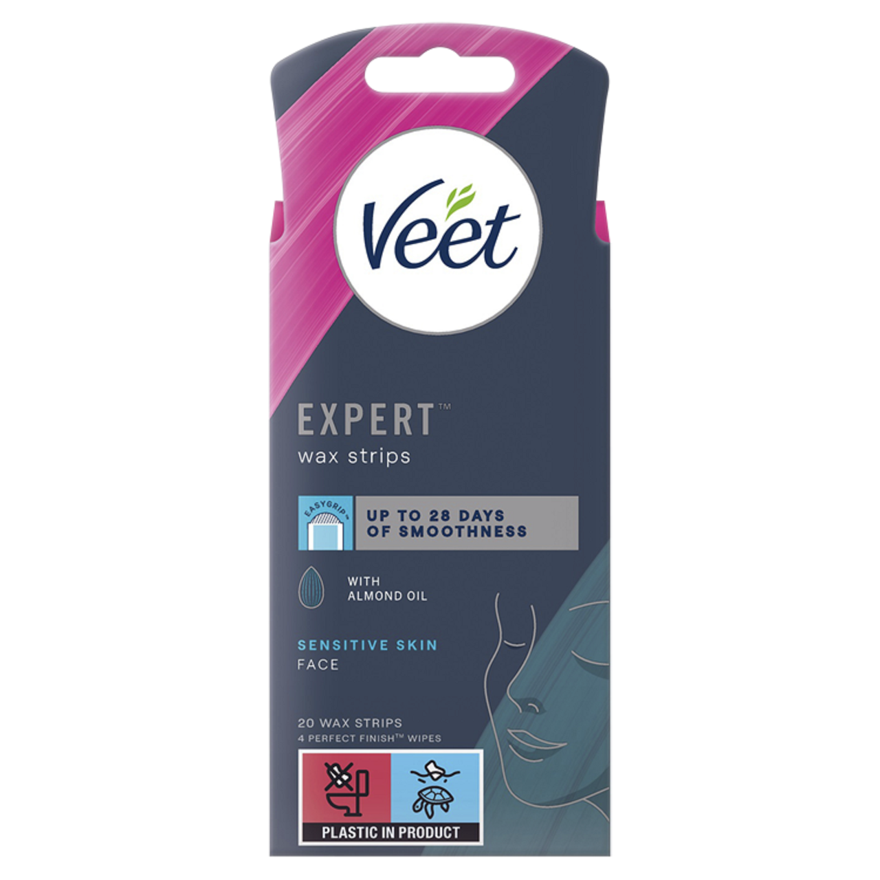 Veet Expert Cold Wax Strips Face Sensitive 20 Strips