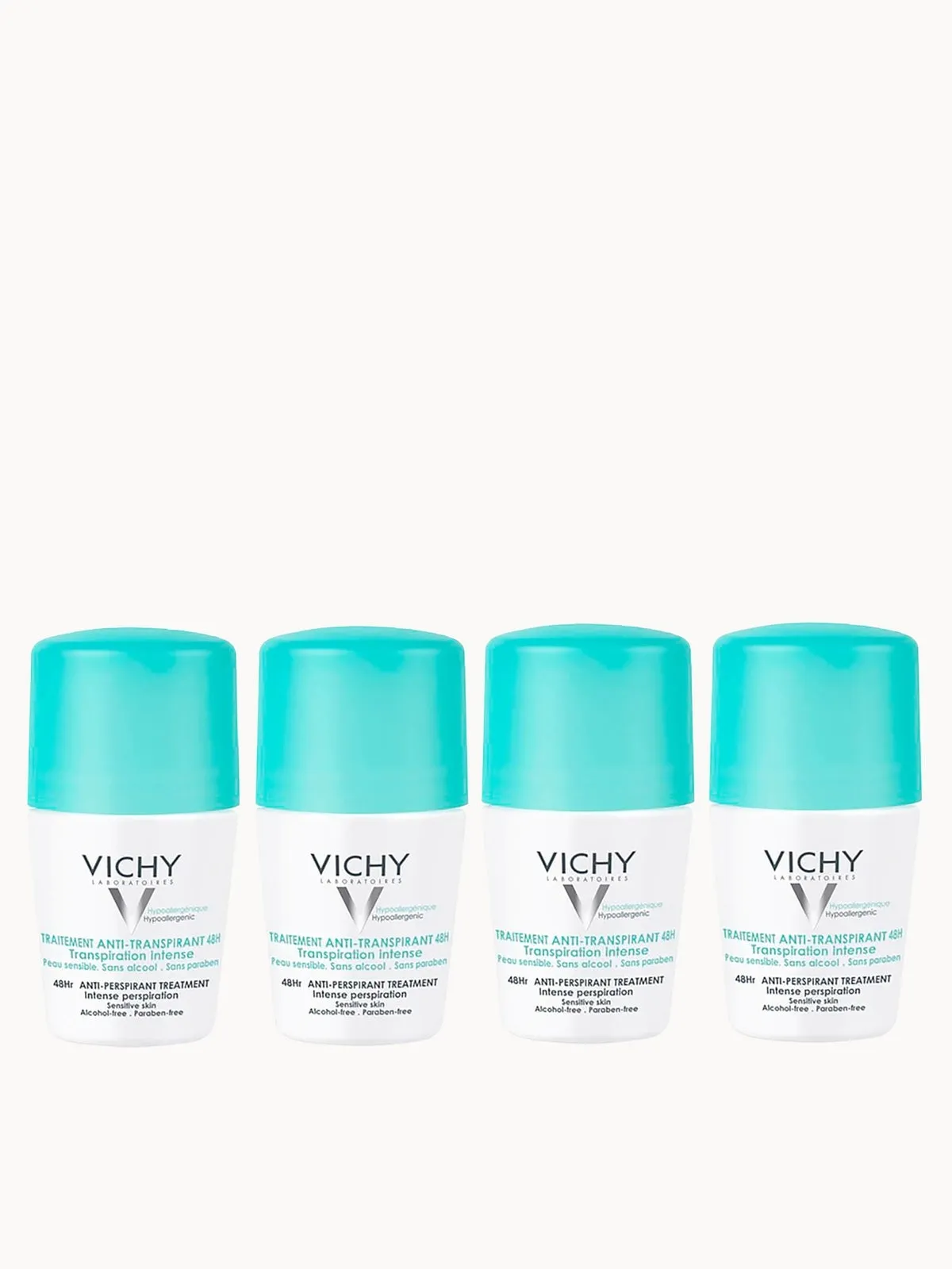 VICHY 48 Hour Intensive Anti-Perspirant Roll-on Deodorant Set for Sensitive Skin 4 x 50ml