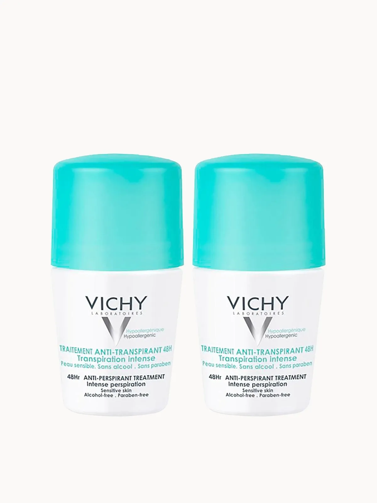 Vichy 48 Hour Intensive Antiperspirant Roll-on Deodorant for Sensitive Skin Bundle 2 x 50ml