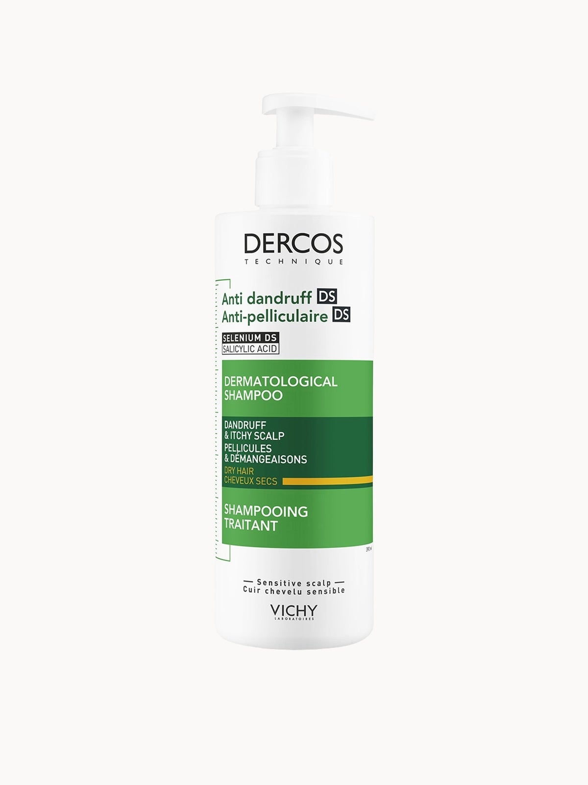 Vichy Dercos Technique Anti-Dandruff Purifying Shampoo for Sensitive, Dry Hair and Scalp 390ml