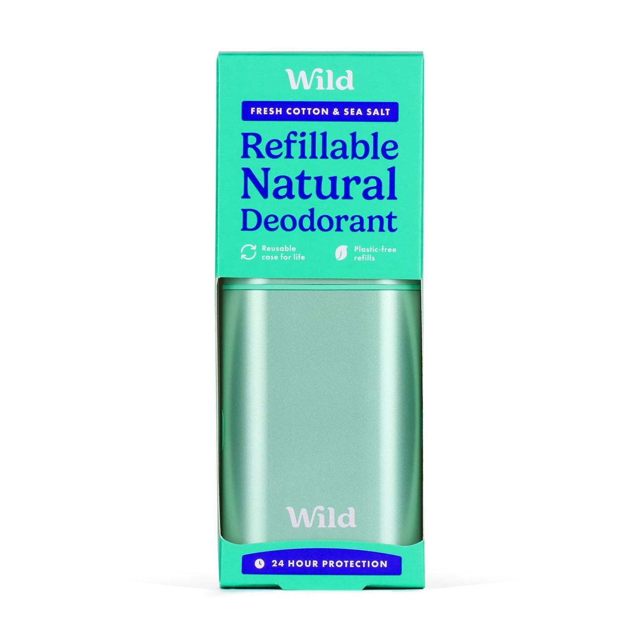 Wild Fresh Cotton & Sea Salt Deodorant with Aqua Case Starter Pack