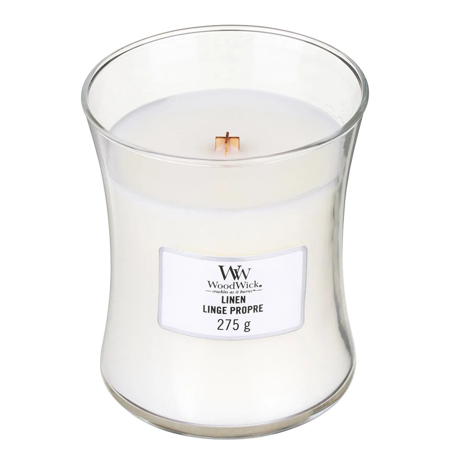 WoodWick - Linen Medium Hourglass Jar Candle